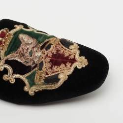 Pre Owned Dolce & Gabbana Black Velvet Embroidered Smoking Slippers Size 41