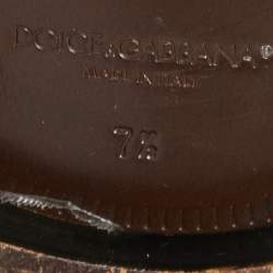 Pre Owned Dolce & Gabbana Brown/Black Baroque Ostrich Leather Lace Up Derby Size 41.5