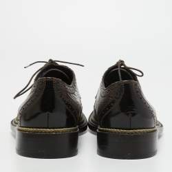 Pre Owned Dolce & Gabbana Brown/Black Baroque Ostrich Leather Lace Up Derby Size 41.5