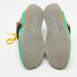 Dolce & Gabbana Multicolor Patent And Perforated Leather Low Top Sneakers Size 39