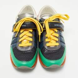 Dolce & Gabbana Multicolor Patent And Perforated Leather Low Top Sneakers Size 39