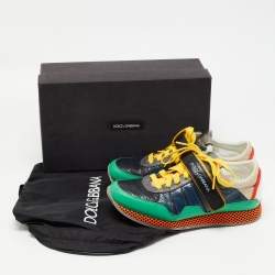 Dolce & Gabbana Multicolor Patent And Perforated Leather Low Top Sneakers Size 39