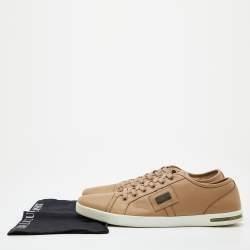 Pre Owned Dolce & Gabbana Light Brown Leather Low Top Sneakers Size 44.5