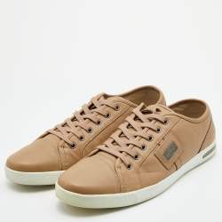 Pre Owned Dolce & Gabbana Light Brown Leather Low Top Sneakers Size 44.5