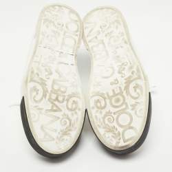 Pre Owned Dolce & Gabbana White/Black Leather Portofino Low Top Sneakers Size 46