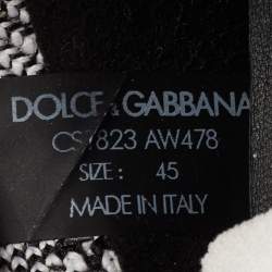 Pre Owned Dolce & Gabbana White/Black Knit Fabric Sorrento Slip On Sneakers Size 45