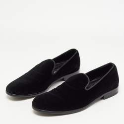 Pre Owned Dolce & Gabbana Black Velvet Slip On Loafers Size 41