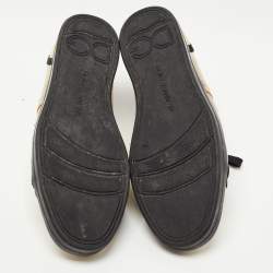 Pre Owned Dolce & Gabbana Gold Leather Logo Plaque Low Top Sneakers Size 41.5 