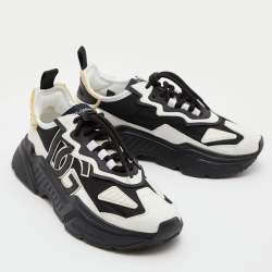 Dolce & Gabbana Black/White Leather and Nylon Low Top Sneakers Size 42