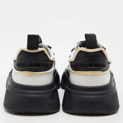 Dolce & Gabbana Black/White Leather and Nylon Low Top Sneakers Size 42