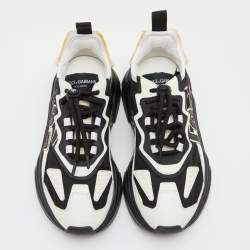 Dolce & Gabbana Black/White Leather and Nylon Low Top Sneakers Size 42