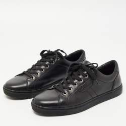مملوكة مسبقًا Dolce & Gabbana Black Leather Lace Up Sneakers Size 40