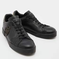 مملوكة مسبقًا حذاء رياضي دولتشي آند غابانا بورتوفوليو جلد أبيض/أسود مقاس 41