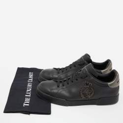 مملوكة مسبقًا حذاء رياضي دولتشي آند غابانا بورتوفوليو جلد أبيض/أسود مقاس 41