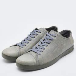 مملوكة مسبقًا Dolce & Gabbana Grey Leather Low Top Sneakers Size 43