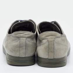 مملوكة مسبقًا Dolce & Gabbana Grey Leather Low Top Sneakers Size 43