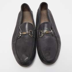 Pre Owned Dolce & Gabbana Black Leather Slip On Loafers Size 44
