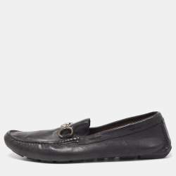 Pre Owned Dolce & Gabbana Black Leather Slip On Loafers Size 44