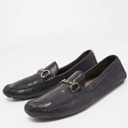 Pre Owned Dolce & Gabbana Black Leather Slip On Loafers Size 44