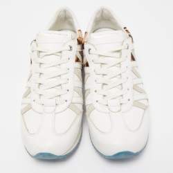 Pre Owned Dolce & Gabbana White Leather Leopard Print Nigeria Low Top Sneakers Size 42