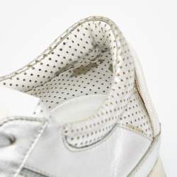 Pre Owned Dolce & Gabbana Silver Perforated Leather Low Top Sneakers Size 42