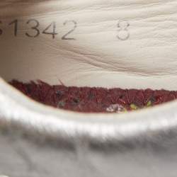 Pre Owned Dolce & Gabbana Silver/Gold Leather Low Top Sneakers Size 42