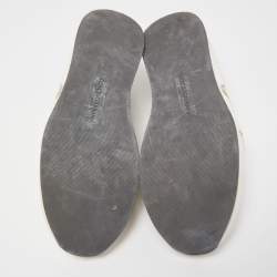 Pre Owned Dolce & Gabbana Silver/Gold Leather Low Top Sneakers Size 42