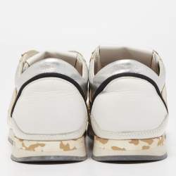 Pre Owned Dolce & Gabbana Silver/Gold Leather Low Top Sneakers Size 42