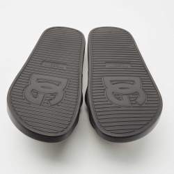 Dolce & Gabbana Black Rubber DG Logo Slide Flats Size 45