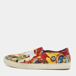 Dolce & Gabbana Multicolour Canvas Oriental  Print Slip On Sneakers Size 43.5