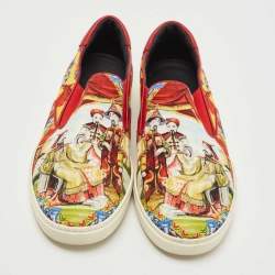 Dolce & Gabbana Multicolour Canvas Oriental  Print Slip On Sneakers Size 43.5