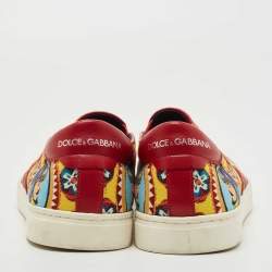 Dolce & Gabbana Multicolour Canvas Oriental  Print Slip On Sneakers Size 43.5
