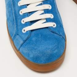 Dolce & Gabbana Blue /White  Suede and Leather Low Top Sneakers Size 43