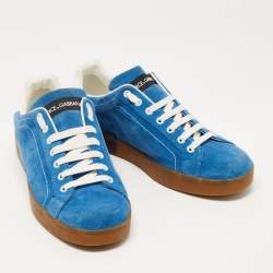 Dolce & Gabbana Blue /White  Suede and Leather Low Top Sneakers Size 43
