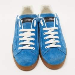 Dolce & Gabbana Blue /White  Suede and Leather Low Top Sneakers Size 43