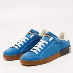 Dolce & Gabbana Blue /White  Suede and Leather Low Top Sneakers Size 43