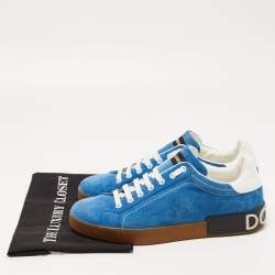 Dolce & Gabbana Blue /White  Suede and Leather Low Top Sneakers Size 43