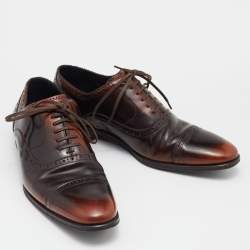 Dolce & Gabbana Brown Leather Brogue Lace Up Oxford Size 43