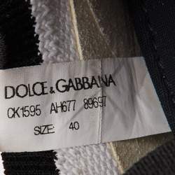 Dolce & Gabbana White/Black Knit Fabric Logo Sorrento Slip On Sneakers Size 40