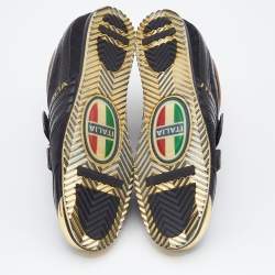 Pre Owned حذاء رياضي دولتشي أند غابانا جلد ذهبي /فضي ميتالك نقشة جي جي عنق منخفض إصدار محدود مقاس 40 