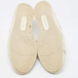 ممل�وكة مسبقًا Dolce & Gabbana White Leather Lace Low Top Sneakers Size 41.5