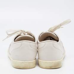 مملوكة مسبقًا Dolce & Gabbana White Leather Lace Low Top Sneakers Size 41.5