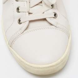مملوكة مسبقًا Dolce & Gabbana White Leather Lace Low Top Sneakers Size 41.5