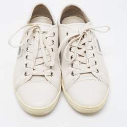 مملوكة مسبقًا Dolce & Gabbana White Leather Lace Low Top Sneakers Size 41.5