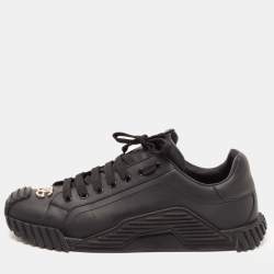 مملوكة مسبقًا Dolce & Gabbana Black Leather NS1 Logo Low Top Sneakers Size 43.5