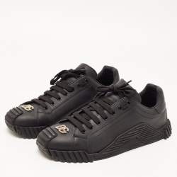 مملوكة مسبقًا Dolce & Gabbana Black Leather NS1 Logo Low Top Sneakers Size 43.5
