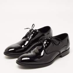 Dolce & Gabbana Black Patent Leather Lace Up Derby Size 40
