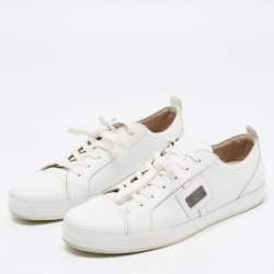 Pre Owned Dolce & Gabbana White Leather Low Top Sneakers Size 42