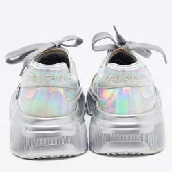 Pre Owned Dolce & Gabbana Silver Iridescent Leather Daymaster Sneakers Size 37
