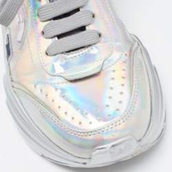 Pre Owned Dolce & Gabbana Silver Iridescent Leather Daymaster Sneakers Size 37